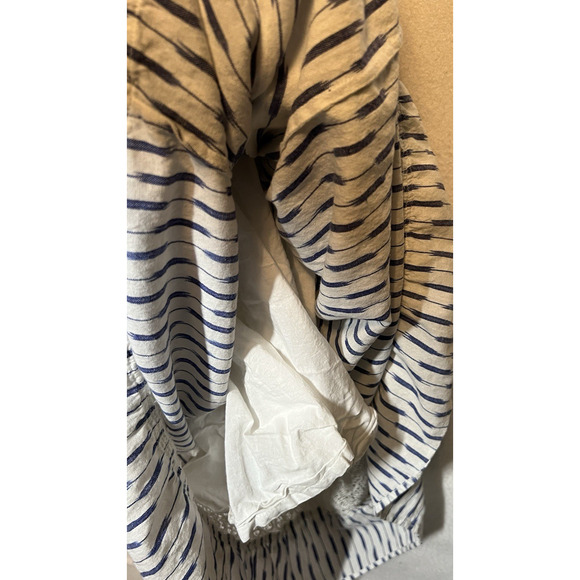 PLACE NATIONALE ROMANTIC, BOHO, BLUE AND WHITE COTTON MIDI DRESS LACE‎ SIZE 1 - Picture 5 of 7